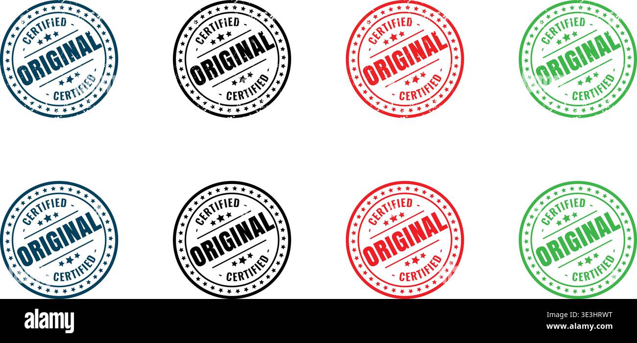 Certified Original Authenticity Stamp Seal Icons Stock Vector Image ...