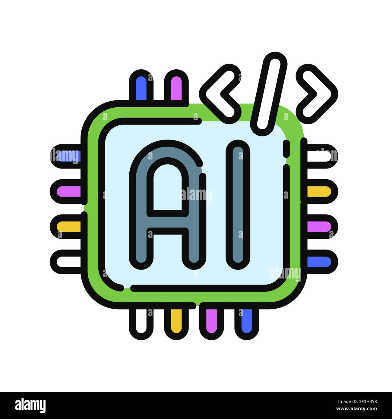 Programming Icon Professional UI Symbol for Software Development, Algorithm Coding and Machine Learning Engineering. It represents digital script writ Stock Vector