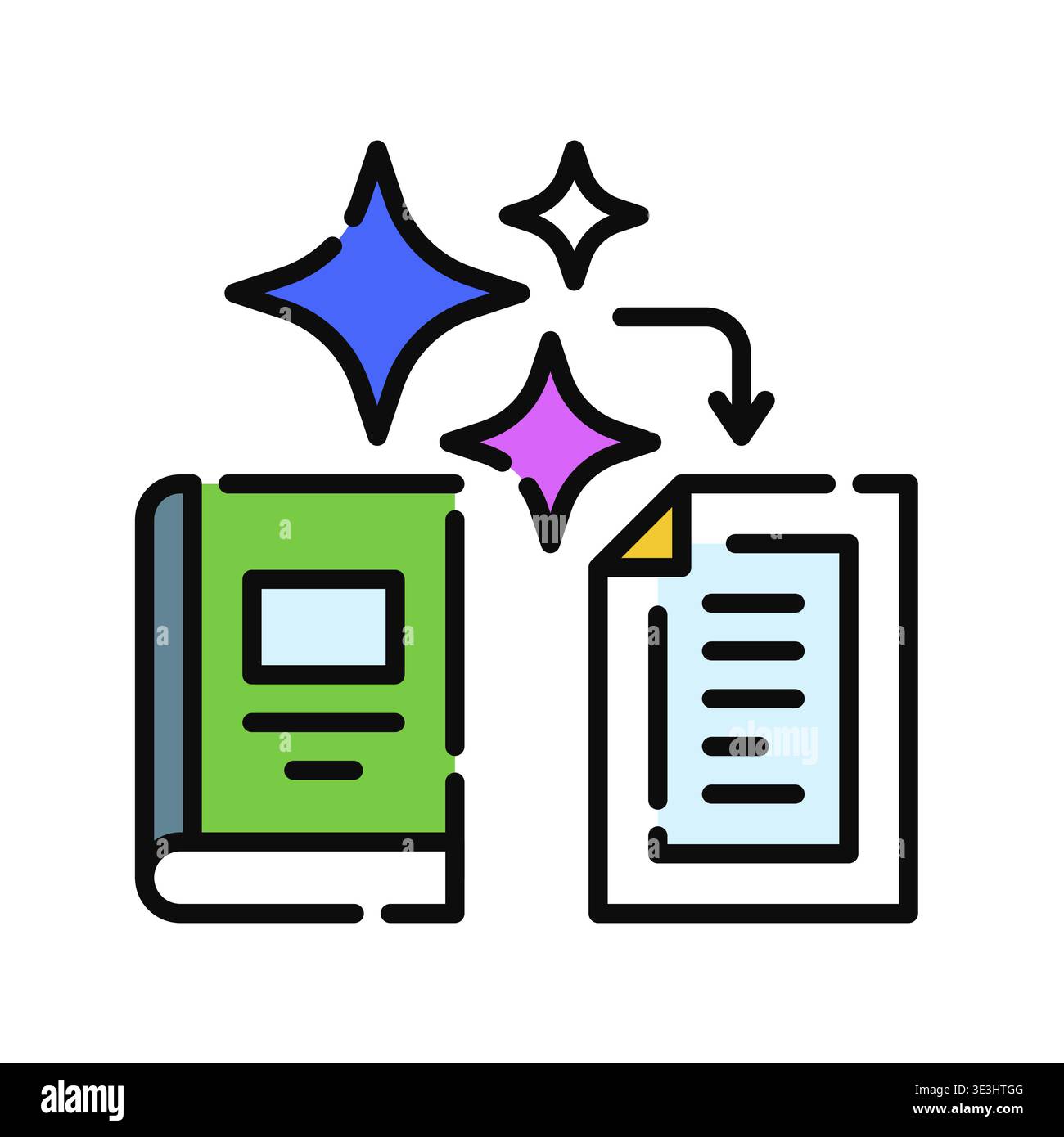 Text Summarization Icon Professional UI Symbol for AI Abstracting, Automated Document Condensing and Intelligent Key Point Extraction. It represents s Stock Vector