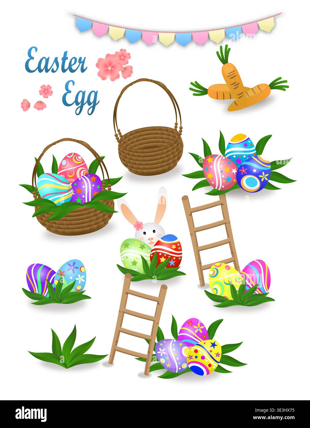 Items for Easter days with easter eggs and the rabbit of vector. Stock Vector