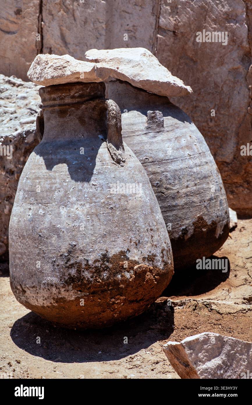 Ancient water pots at the mortuary temple of Queen Hatshepsut, Deir el ...
