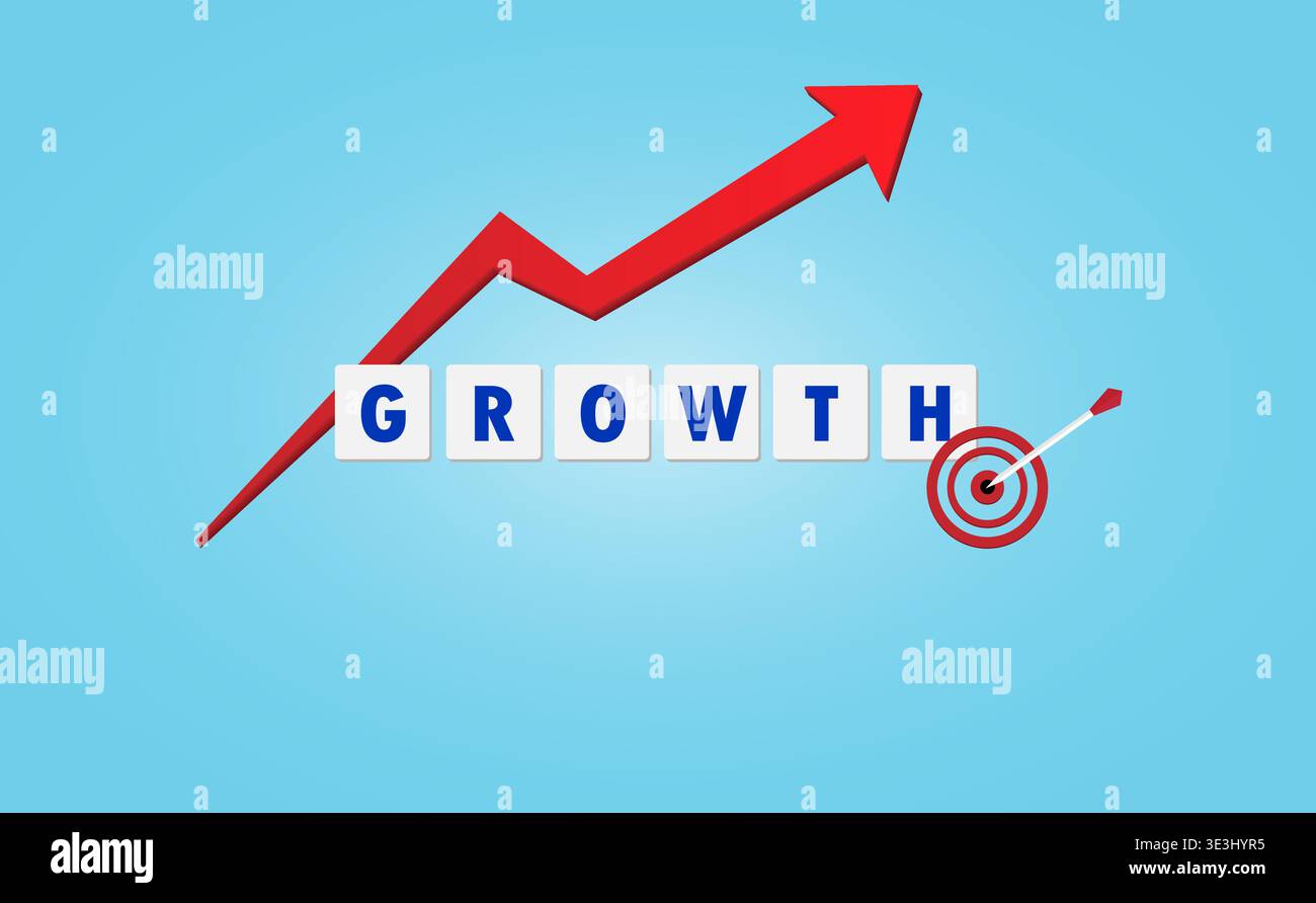 Growth flat vector with icons and texts Stock Vector