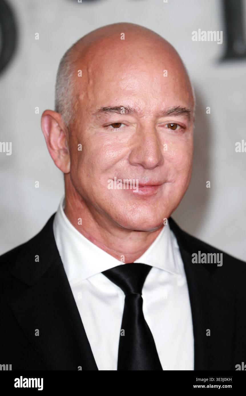 Jeff Bezos attends the world premiere of the movie The Lord of the ...