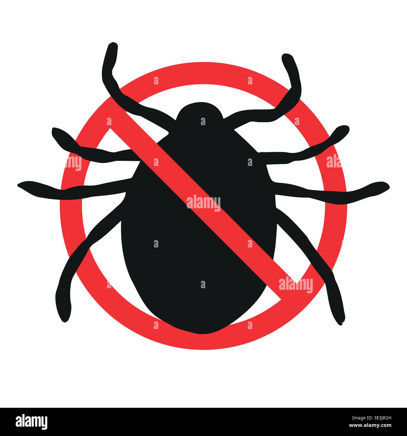 Vector hand drawn mite crossed in red circle Stock Vector