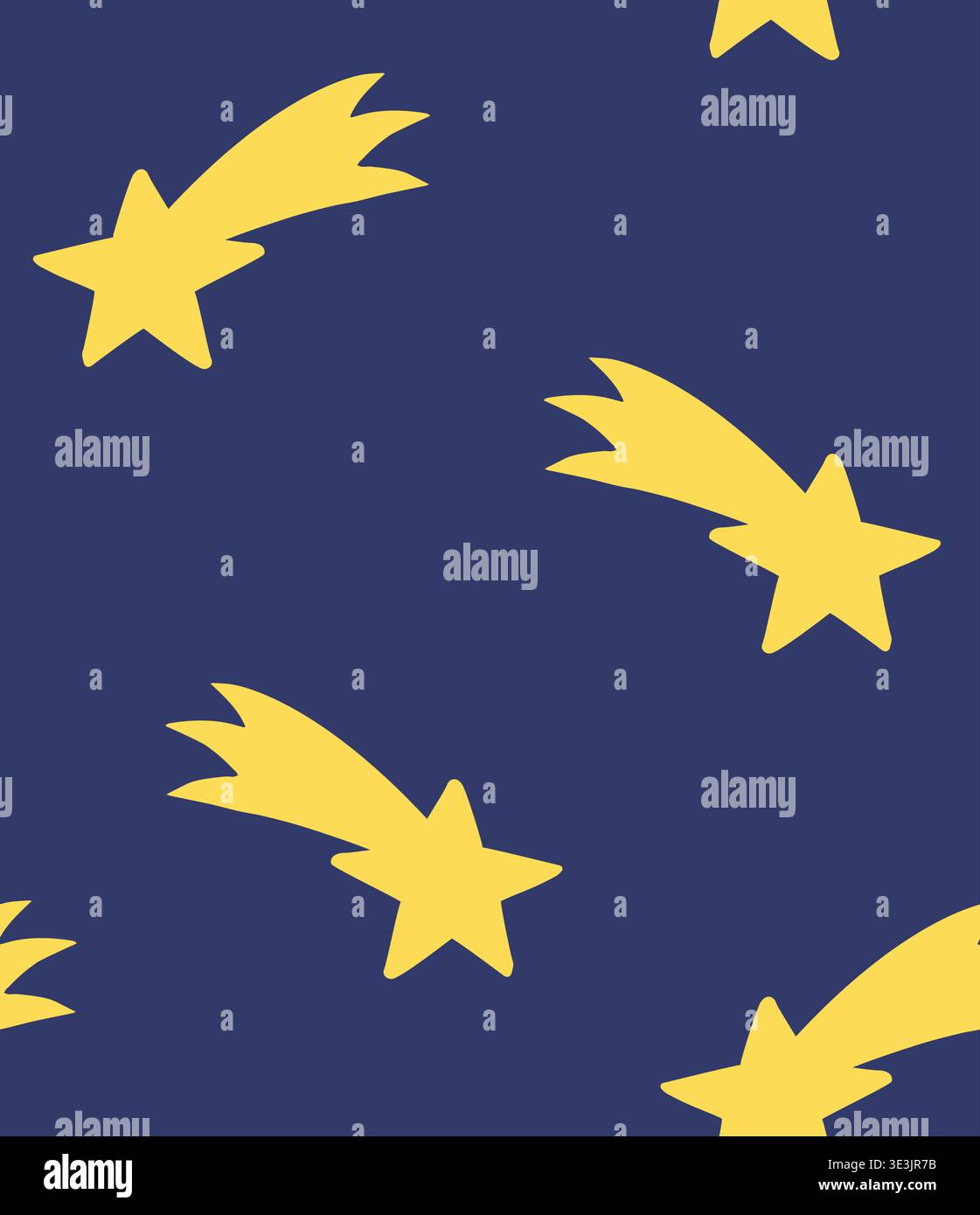 Vector seamless pattern of flying star silhouette Stock Vector