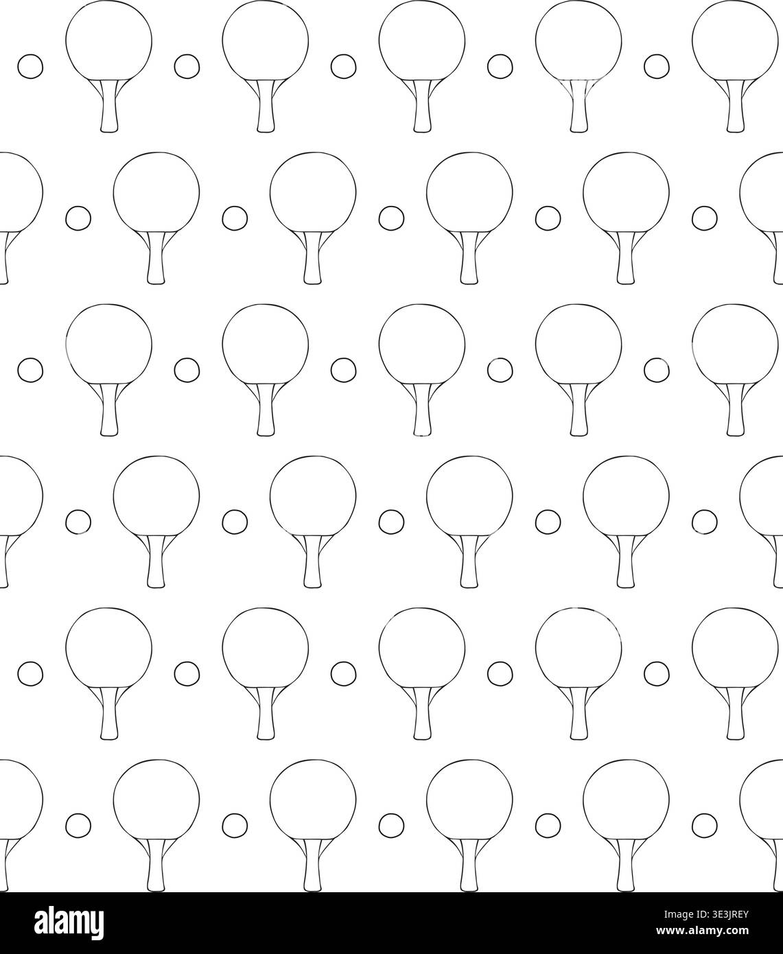 Vector seamless pattern of outline ping pong Stock Vector