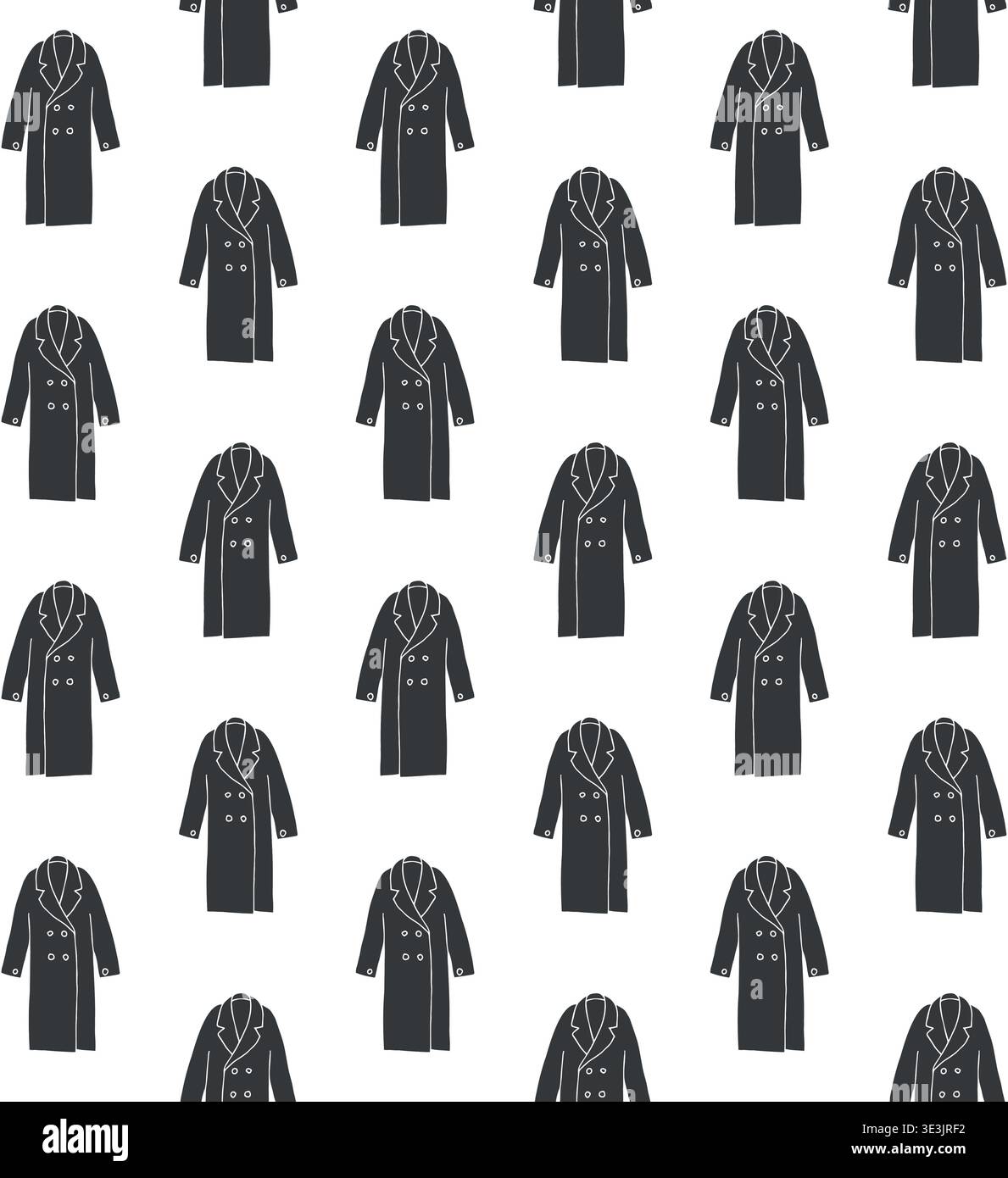 Vector seamless pattern of hand drawn outline coat Stock Vector