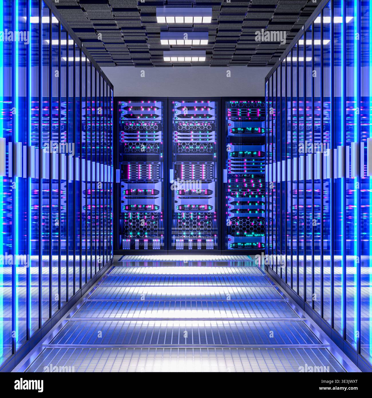 Server racks 3d modern data center Stock Photo