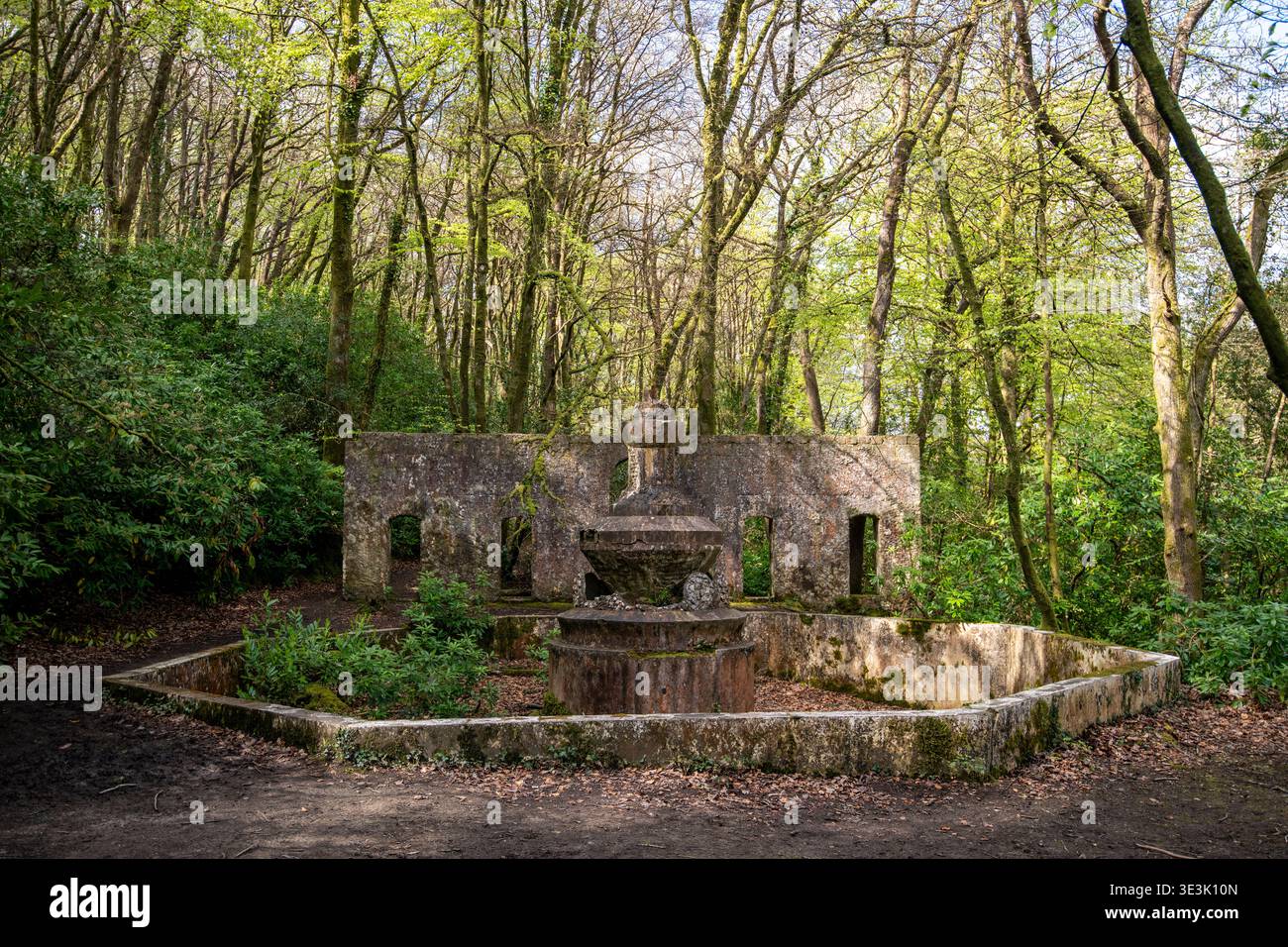 Remains of the abandoned Tivoli Park pleasure garden in the village of Lerryn, Cornwall, England, UK Stock Photo
