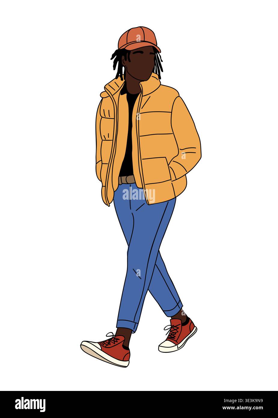 A stylish Black man walking confidently isolated Stock Vector
