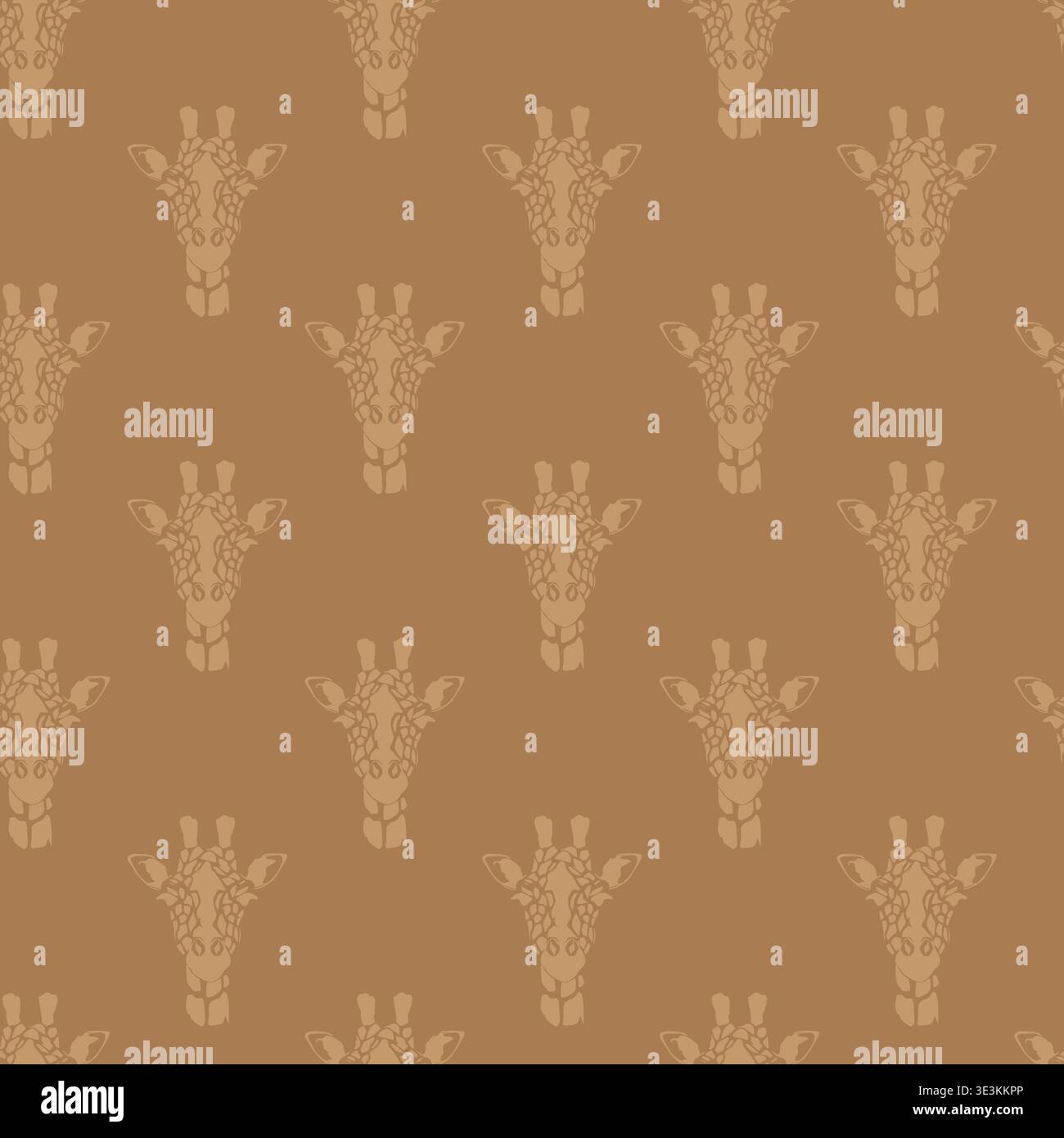 Light Brown Giraffe Heads Seamless Pattern On Warm Background Stock Vector