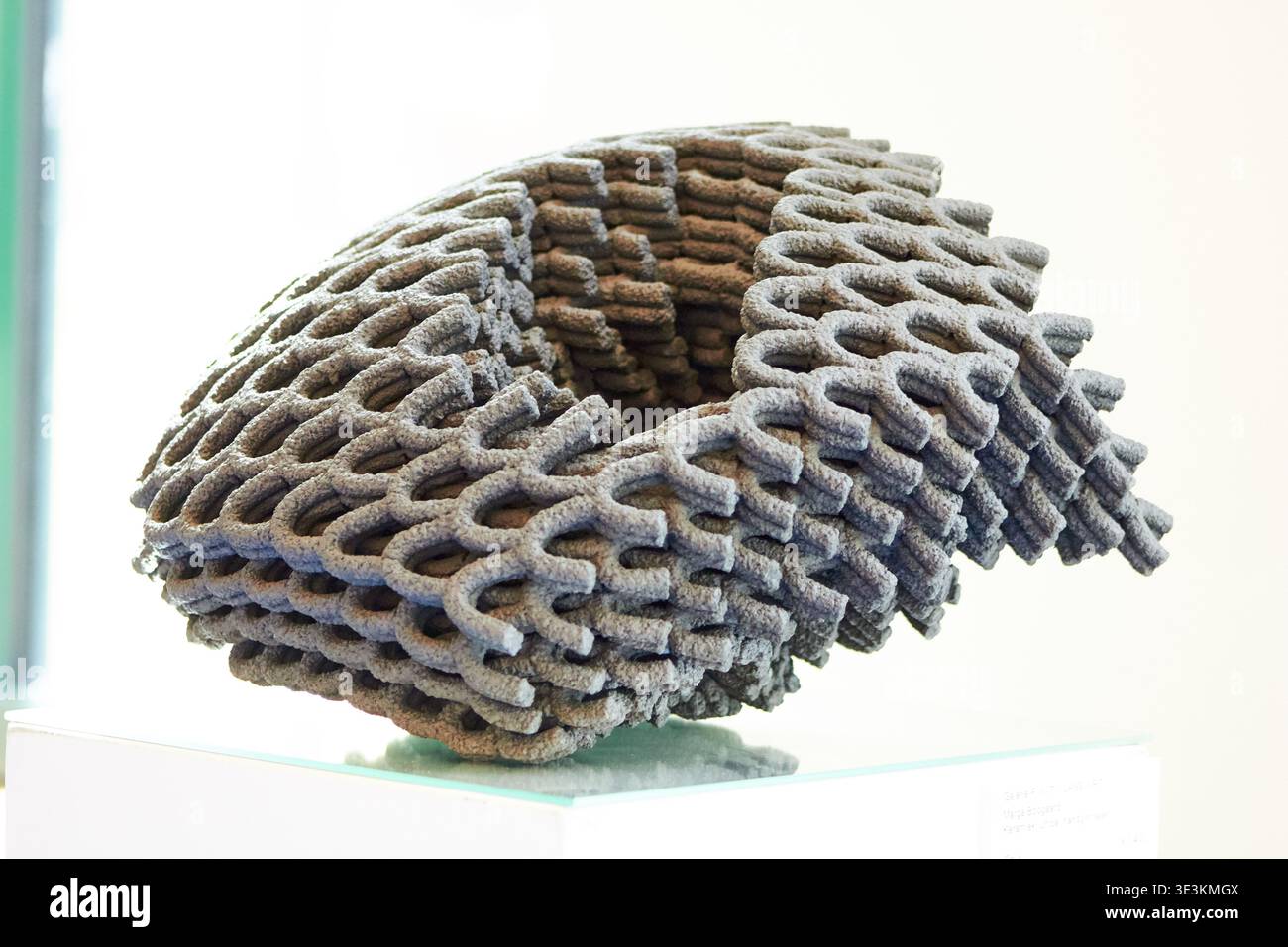 A close-up photograph of a complex 3D printed object featuring an ...