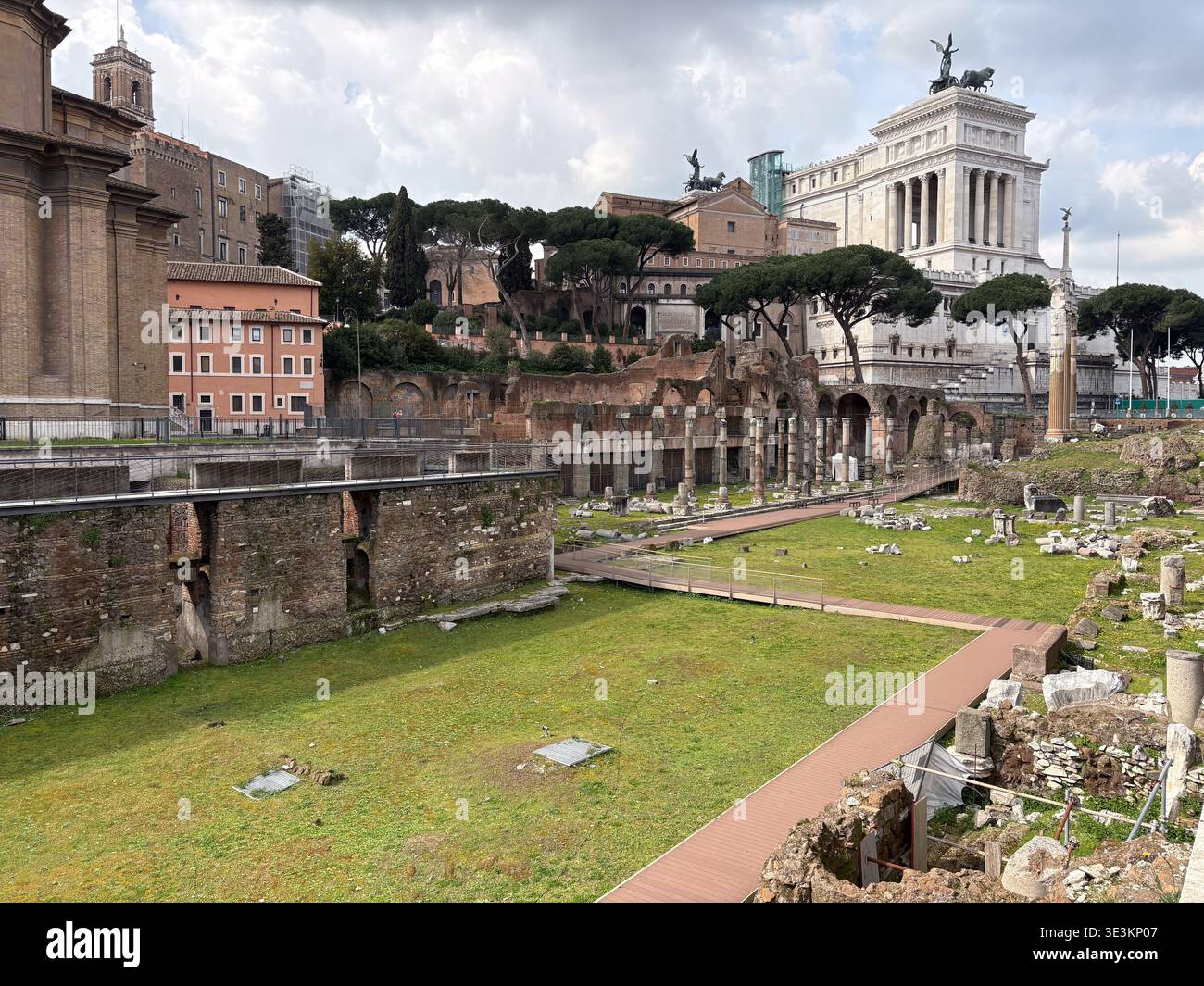 Roman Forum, Foro Romano. Ruins of ancient Rome, Italy. Green grass ...