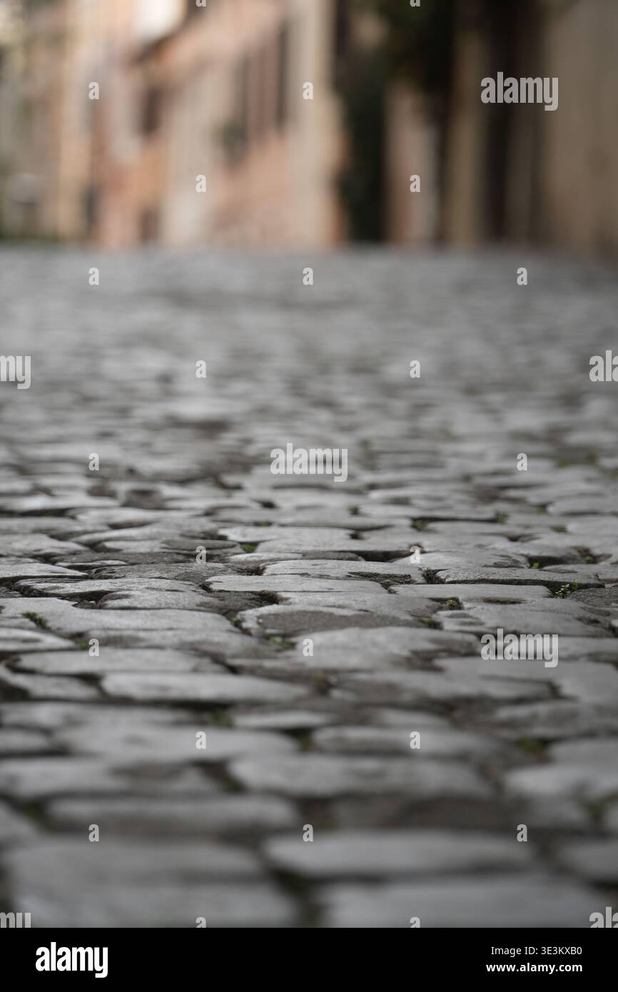 Cobblestone Walk Rome Rome cobblestone street in soft hi-res stock photography and images - Alamy