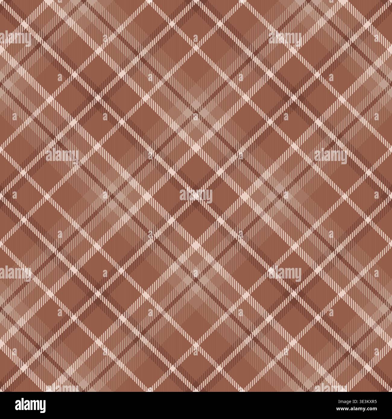 Check seamless pattern. Brown small checks background. Repeated gingham diagonal patern. Scottish style design prints. Repeating texture checkered Stock Vector