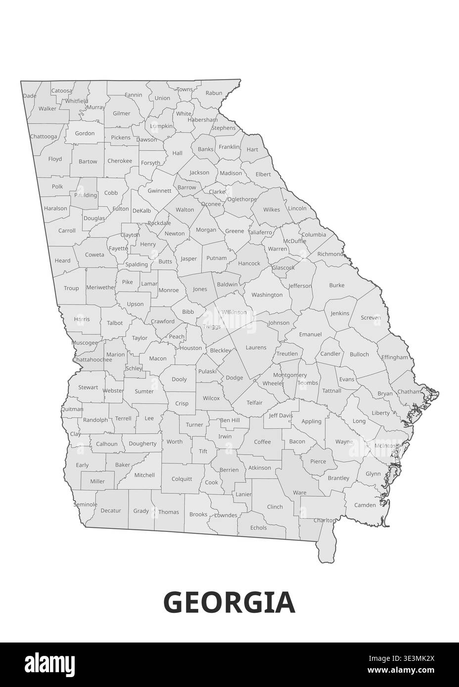 Outline Map of Georgia Counties Stock Vector