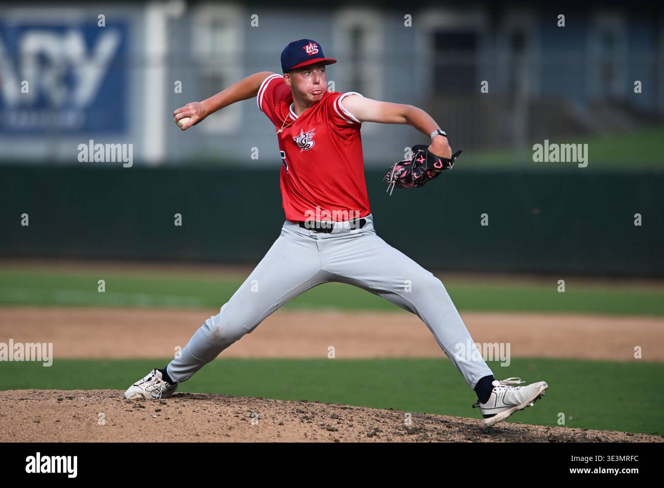 Carson Rudd Baseball Team Red pitcher Carson Moser (25) delivers a pitch during Phase 1 of ...