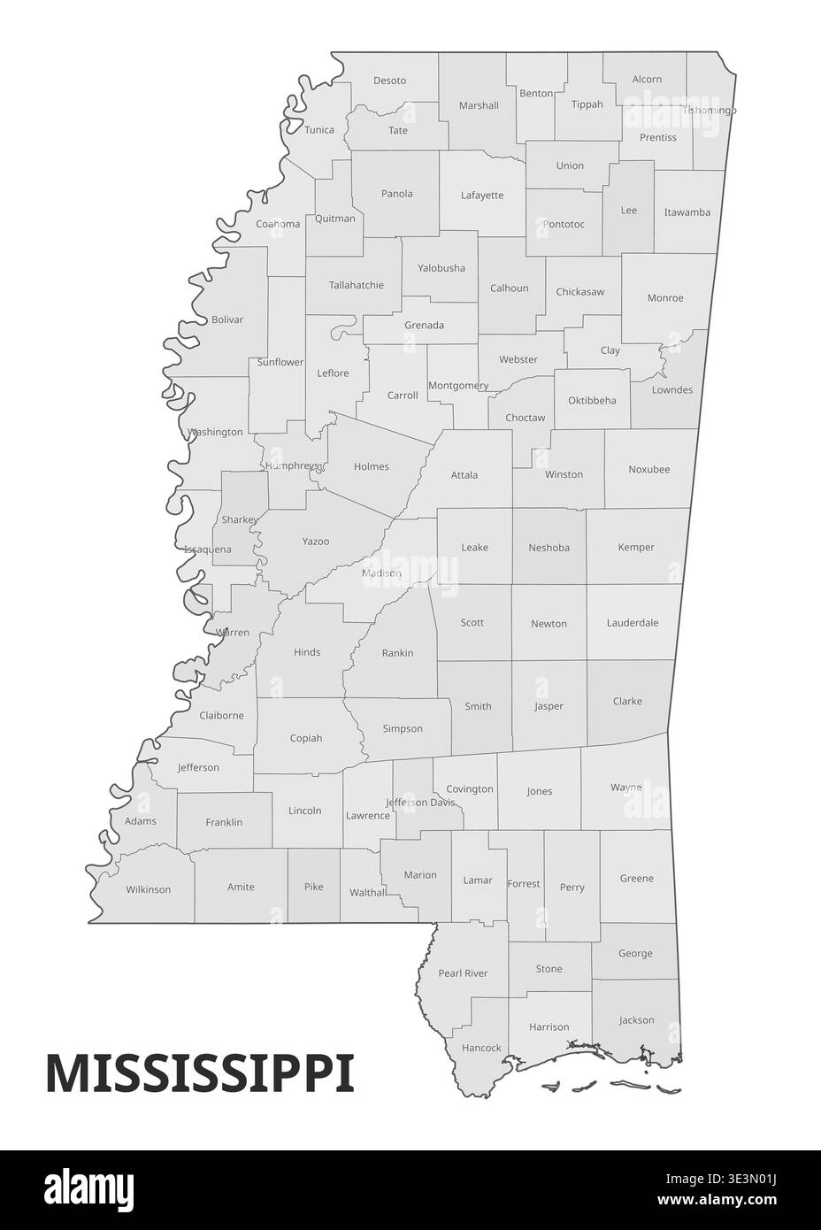 Mississippi counties map hi-res stock photography and images - Alamy