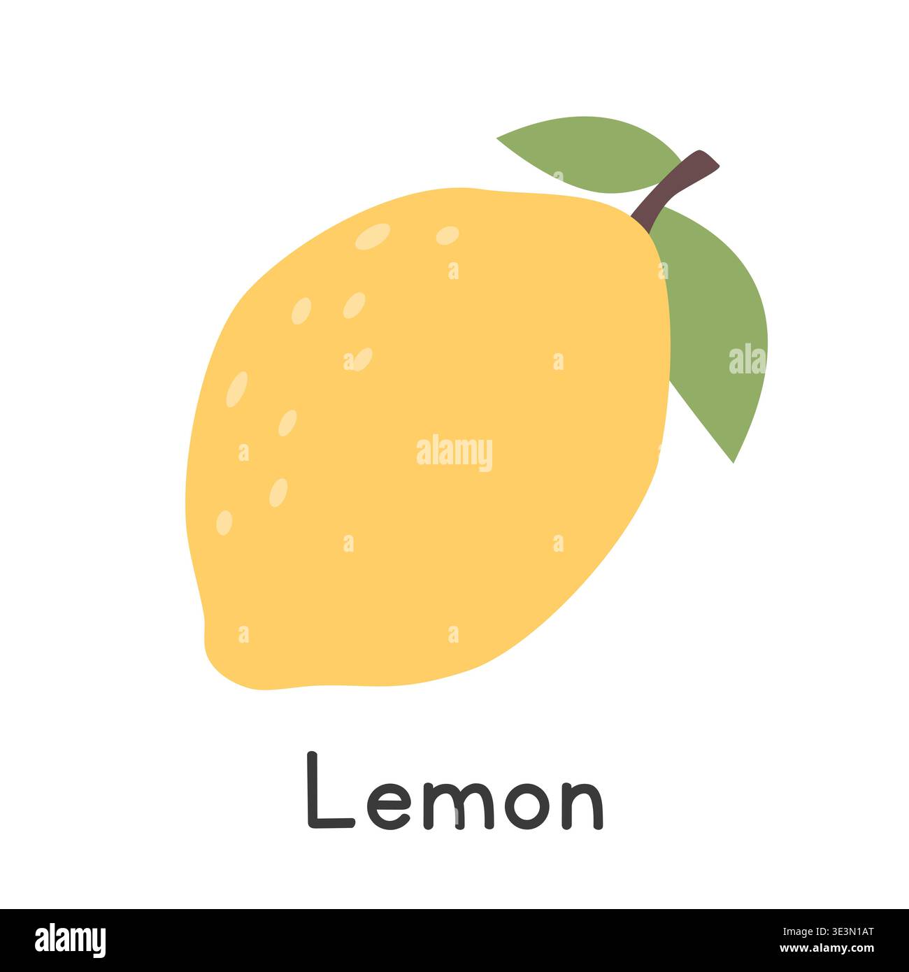 Lemon flat vector illustration. Yellow lemon cartoon clipart style isolated on white background. Common fruit and Citrus fruit concept Stock Vector