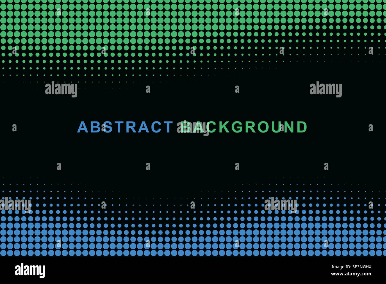 Abstract Dual Edge Wavy Halftone Dot Border Frame Background, Split Color Top Bottom Wave Dotted Pattern Copy Space Vector Template, Modern Gradient Stock Vector