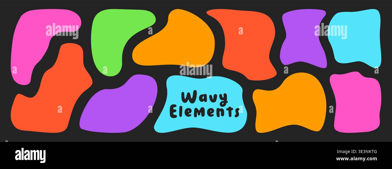 Colorful wavy organic simple elements. Stock Vector