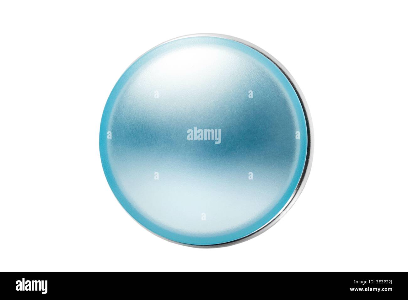 Light blue frosted glass round button isolated over white Stock Photo