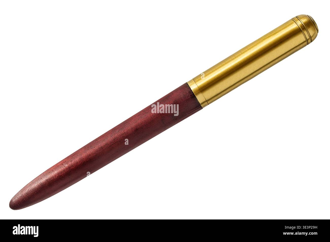 Vintage nib ink pen with golden cap isolated on white background Stock Photo