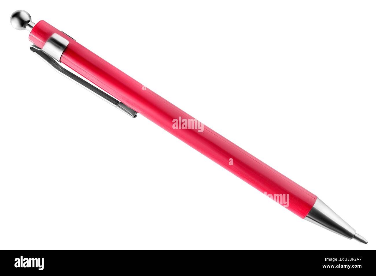 Red automatic ballpoint pen isolated on white background Stock Photo
