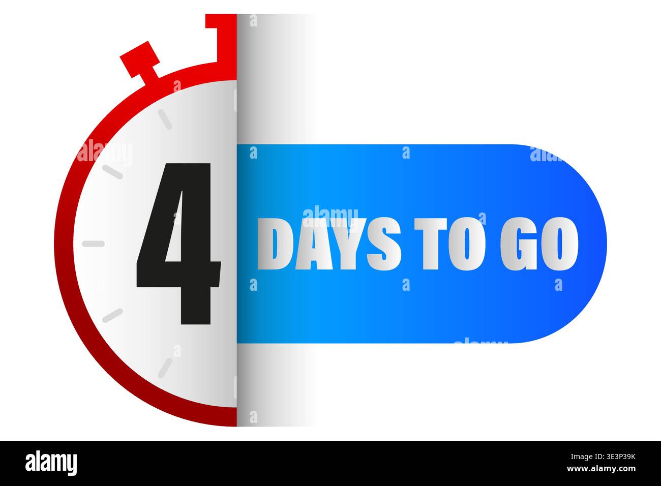 Four days timer. Countdown clock Vector. 4 days text. Blue banner detail. Manual vector only. No autotrace used. Stock Vector