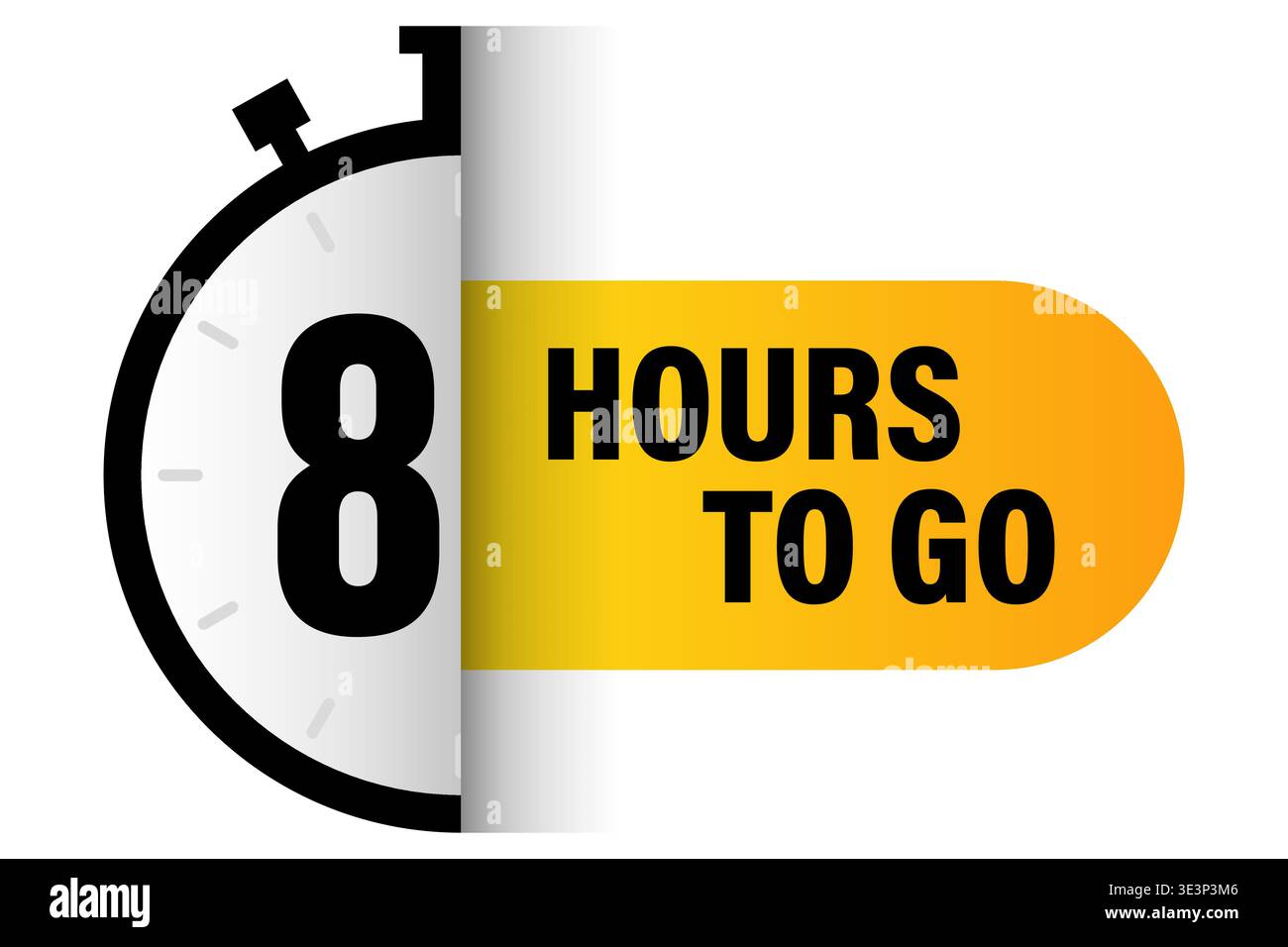 Eight hours timer. Countdown clock Vector. 8 hours text. Yellow banner ...
