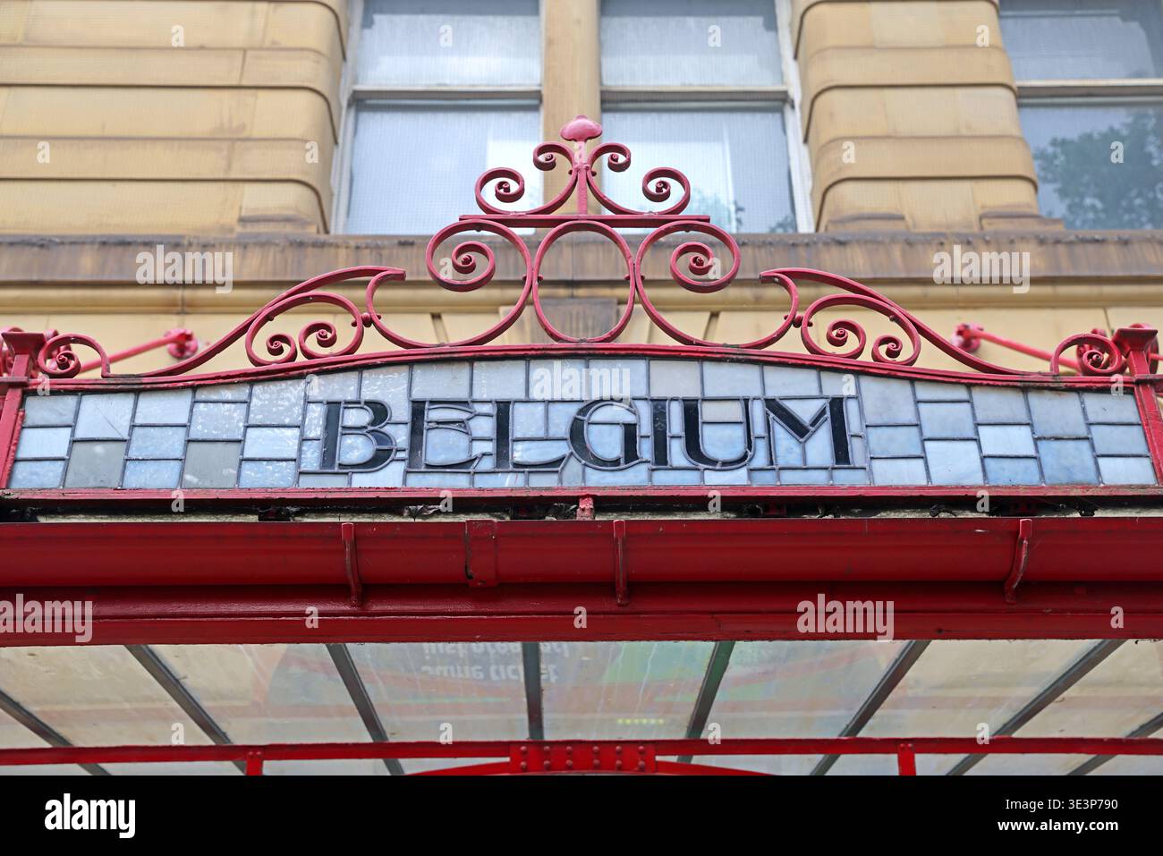 Belgium at Victoria station in wrought iron Stock Photo