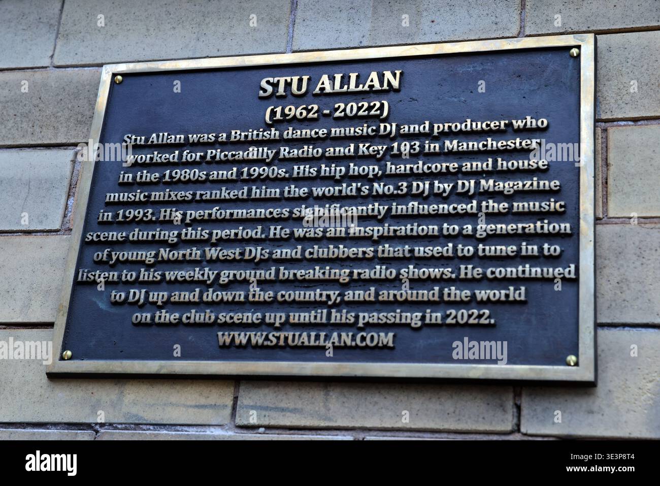 Stu Allan DJ 1962-2022 plaque Stock Photo