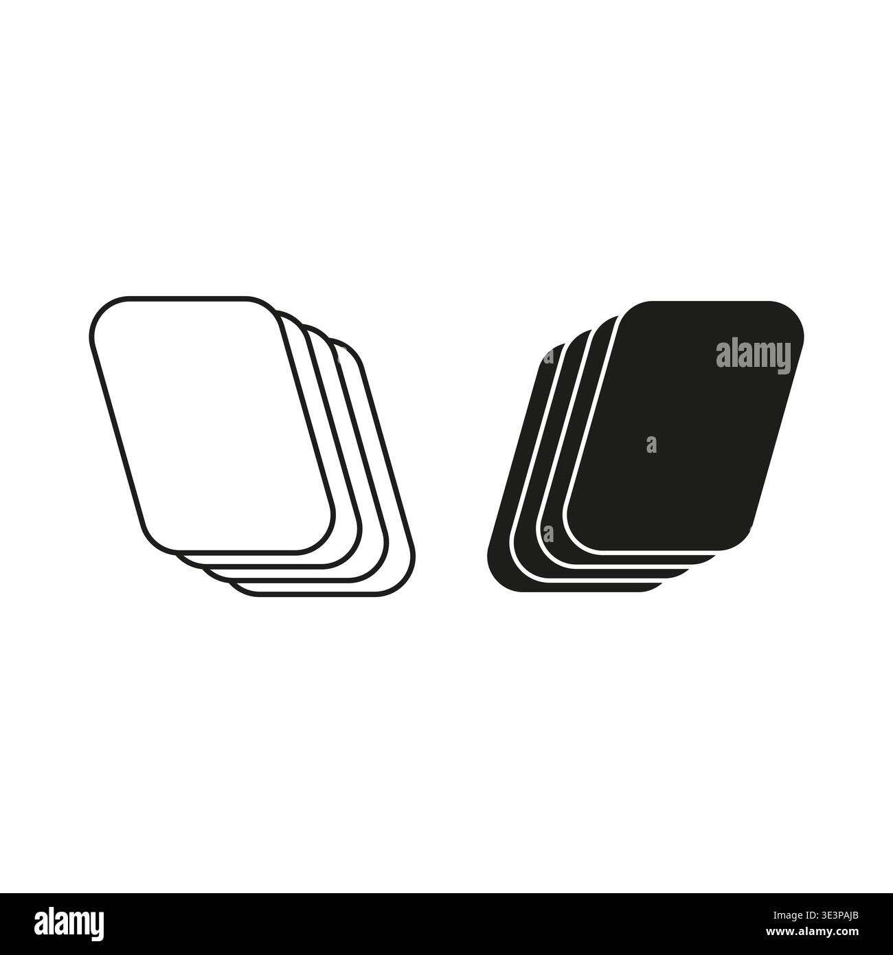 Card stack set. Document layer symbol. Paper Vector icon. Flat data outline. Manual vector only. No autotrace used. EPS 10. Stock Vector