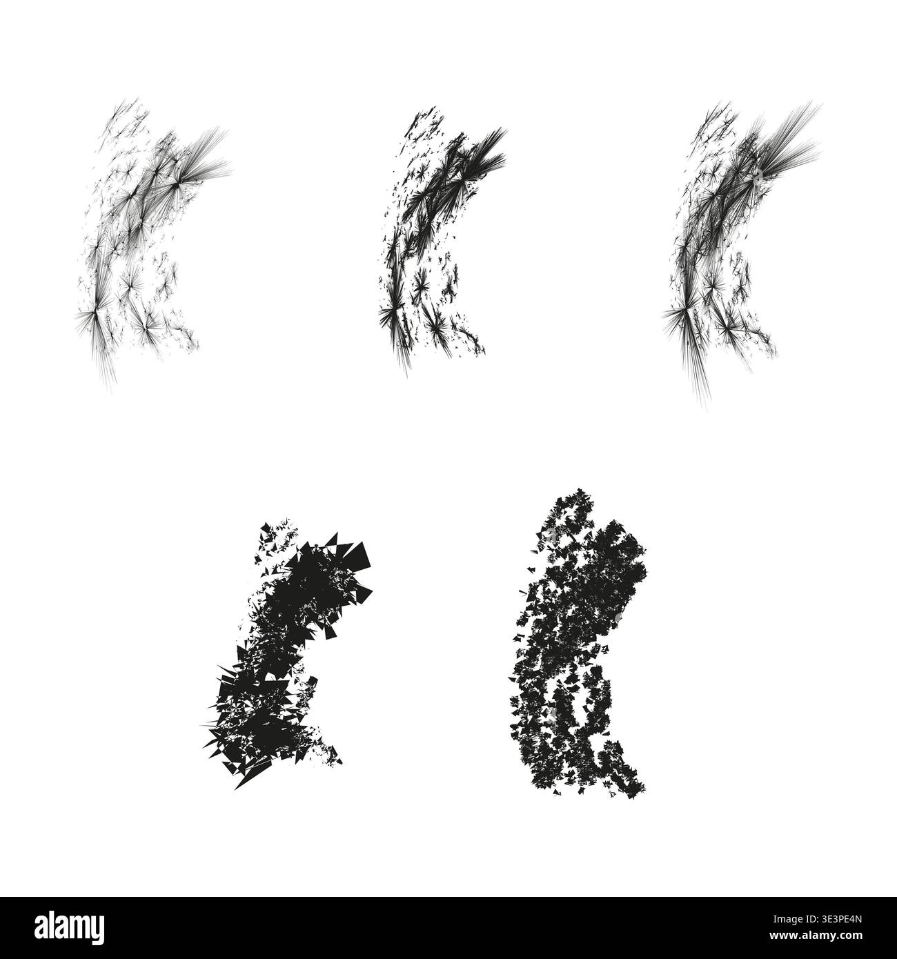 Grunge set Vector. Black texture shape. Distressed ink element. Rough stroke blot. Manual vector only. No autotrace used. EPS 10. Stock Vector