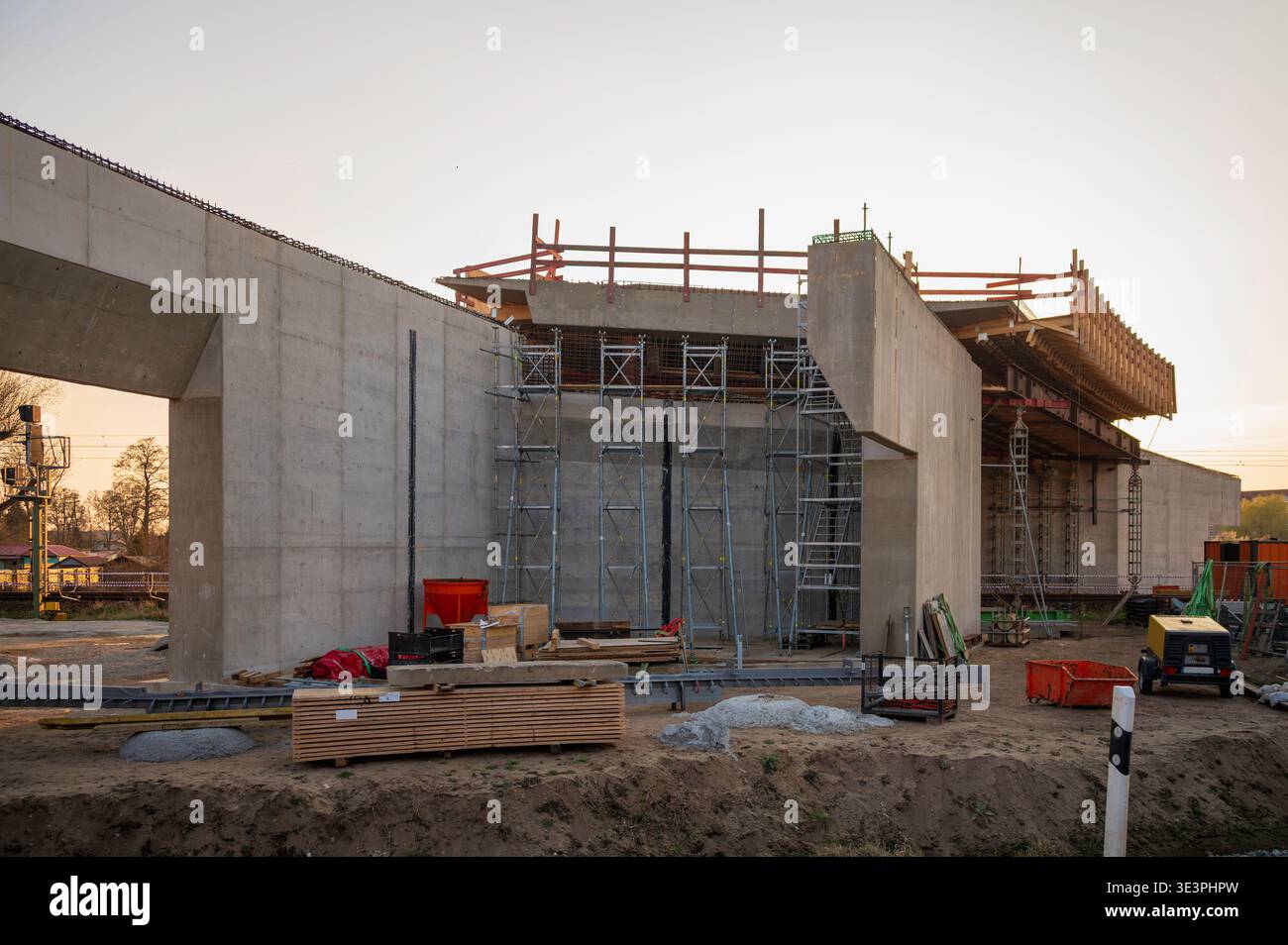 A new bridge is being built. Stock Photo