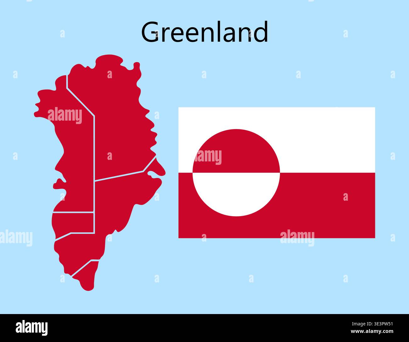 Greenland Map And Flag, Blue Background. Stock Vector