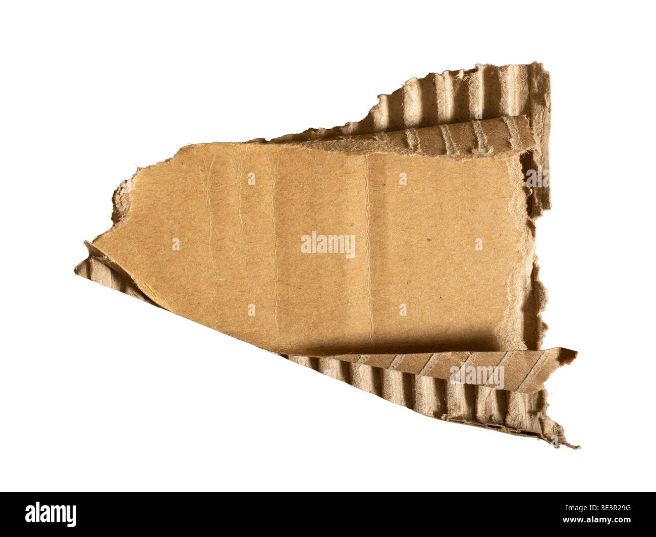 Torn Triangle Shaped Cardboard Fragment Isolated on White Stock Photo