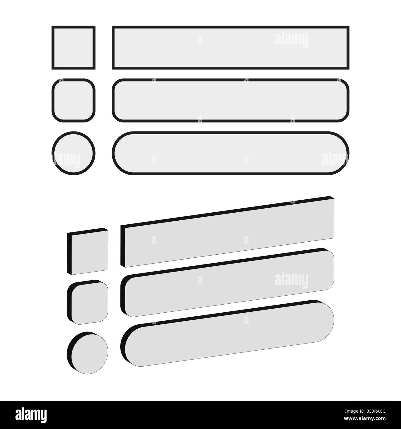UI button set. Interface Vector elements. 3D bar pack. Input field collection. Manual vector only. No autotrace used. EPS 10. Stock Vector