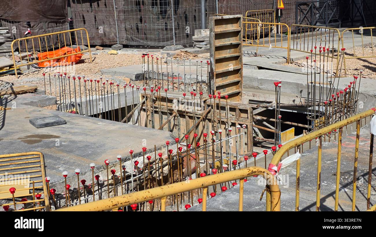 Construction Site Excavation With Rebar Foundation Work Stock Photo - Alamy
