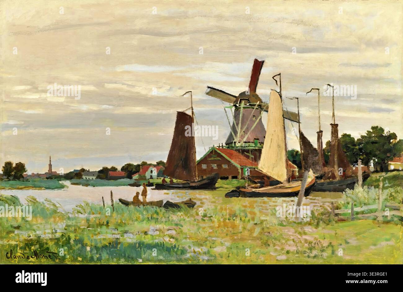 Claude Monet – Windmill at Zaandam, 1871 – Impressionist Dutch windmill ...
