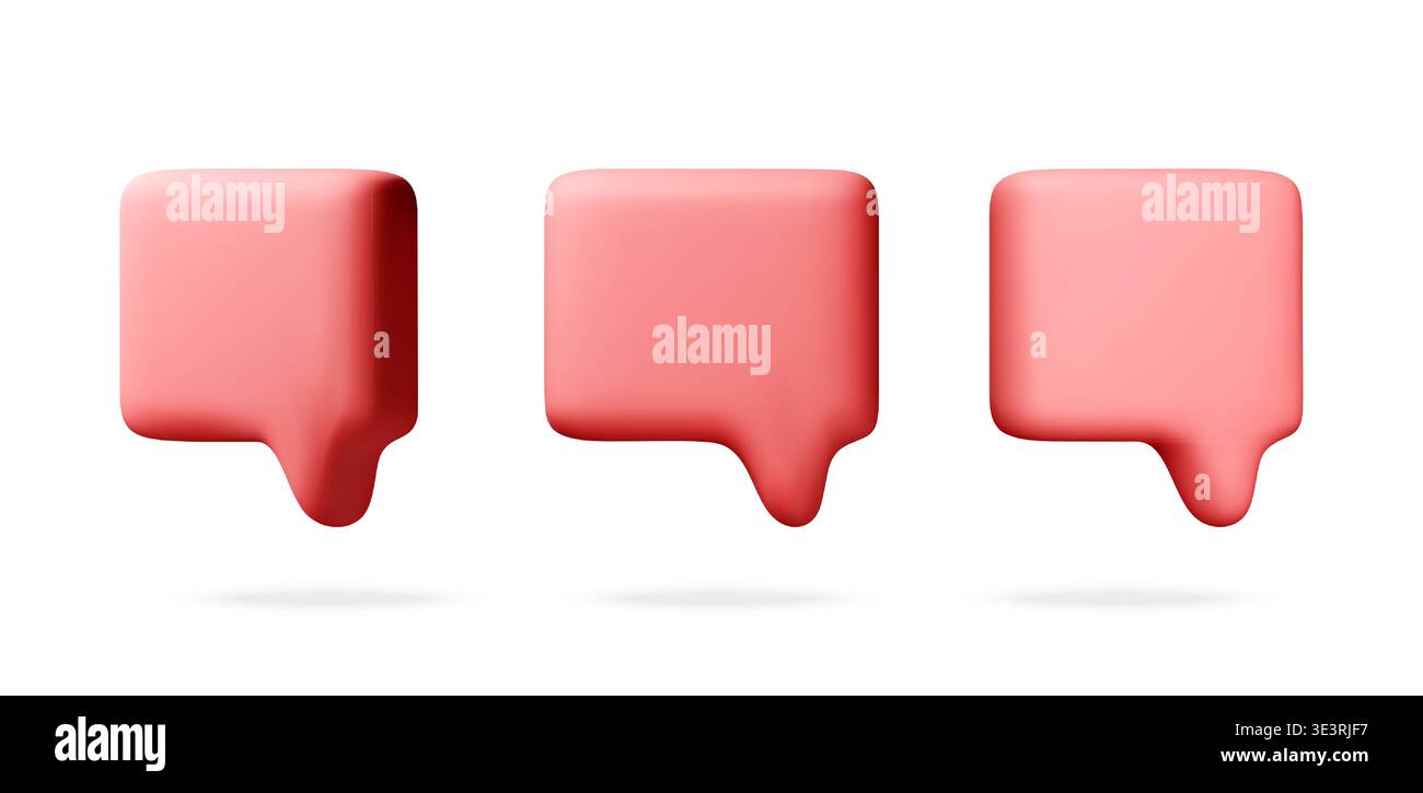 Red 3d speech bubble icons for communication. Stock Vector