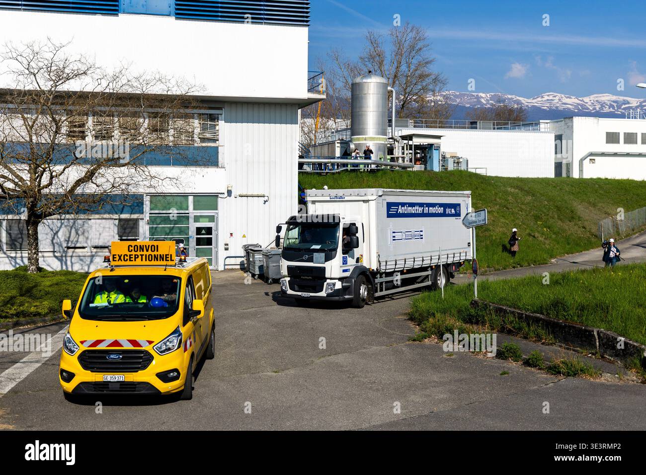 A truck carries the transportable antimatter trap during a road test at ...