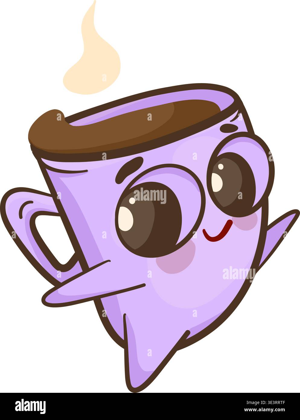 Cute cartoon cup with emotions, vector illustration. Stock Vector