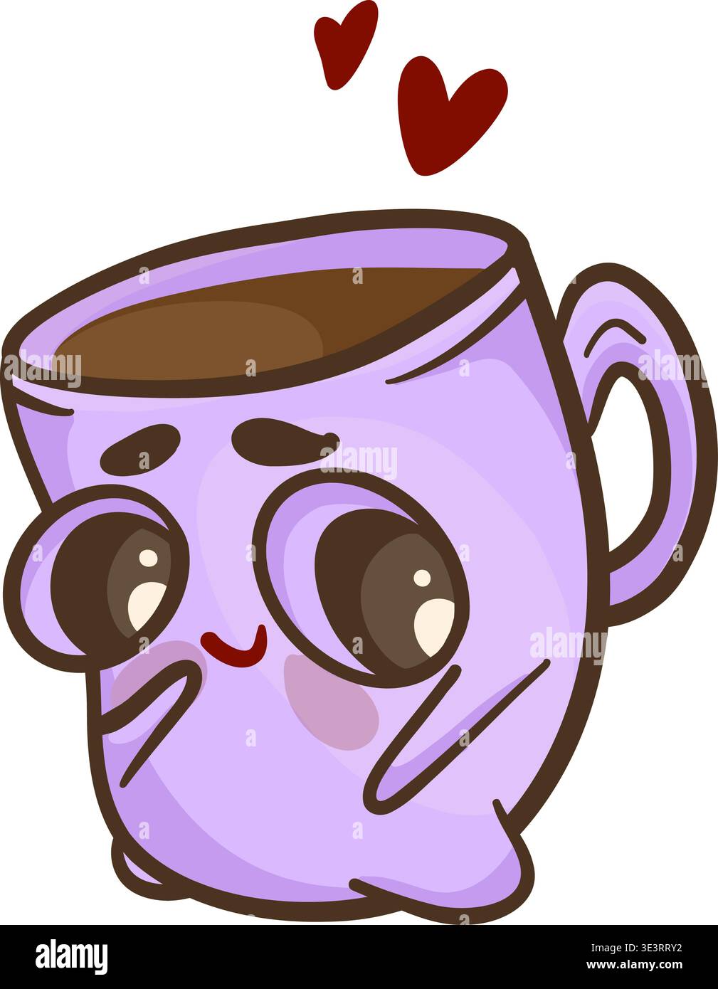 Cute cartoon cup with emotions, vector illustration. Stock Vector