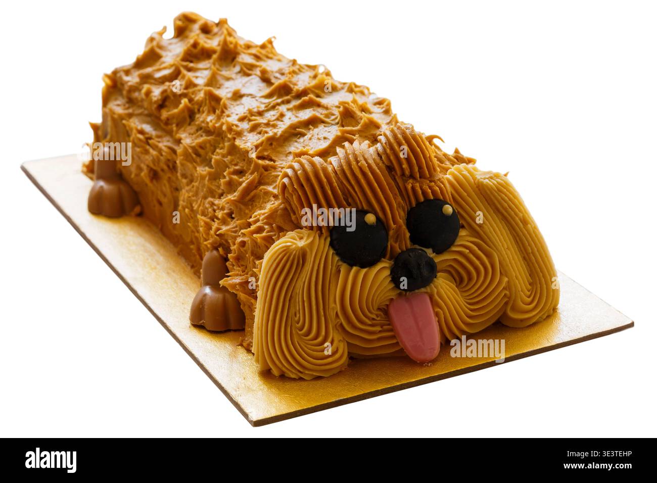 Ralph the Cavapoo cake from M&S removed from box isolated on white ...