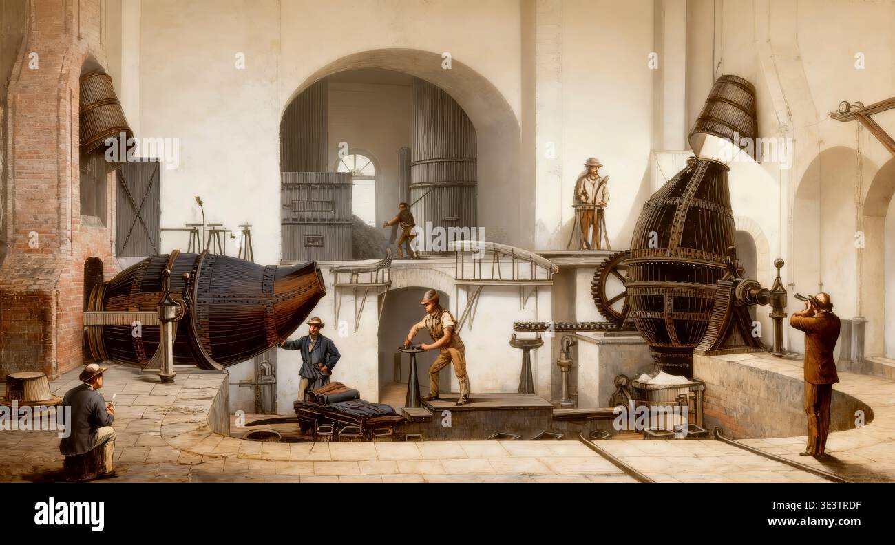 Steelmaking Ladle Components Historical illustration, 19th century; technical processing of ...