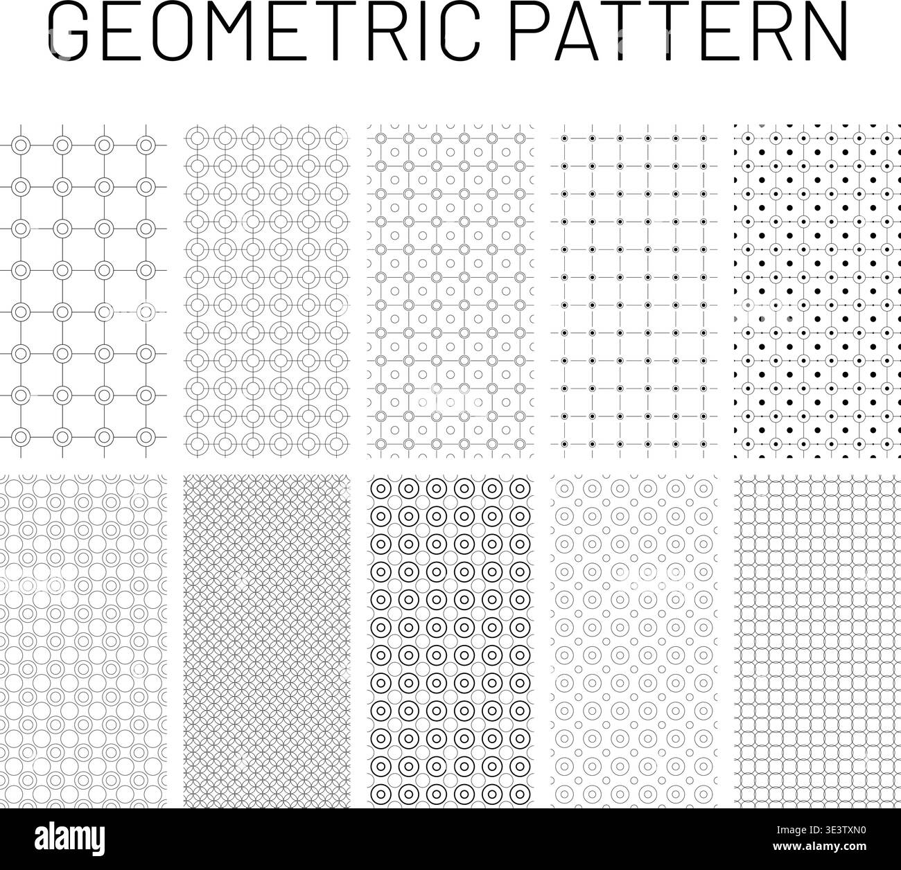 Geometric Circle Pattern SVG Bundle Minimal Grid Background Pack Stock Vector