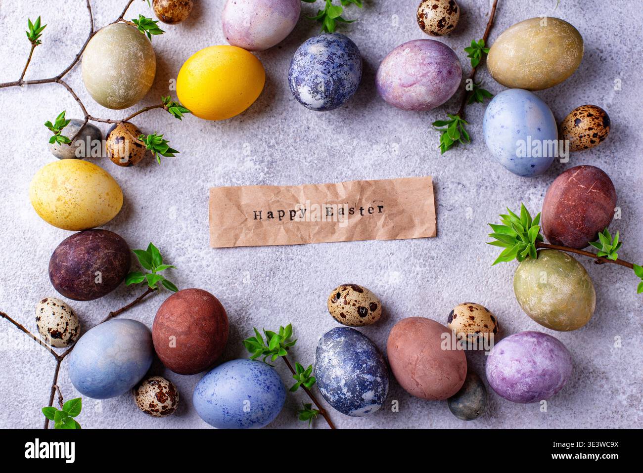 Easter eggs paint with natural dye Stock Photo