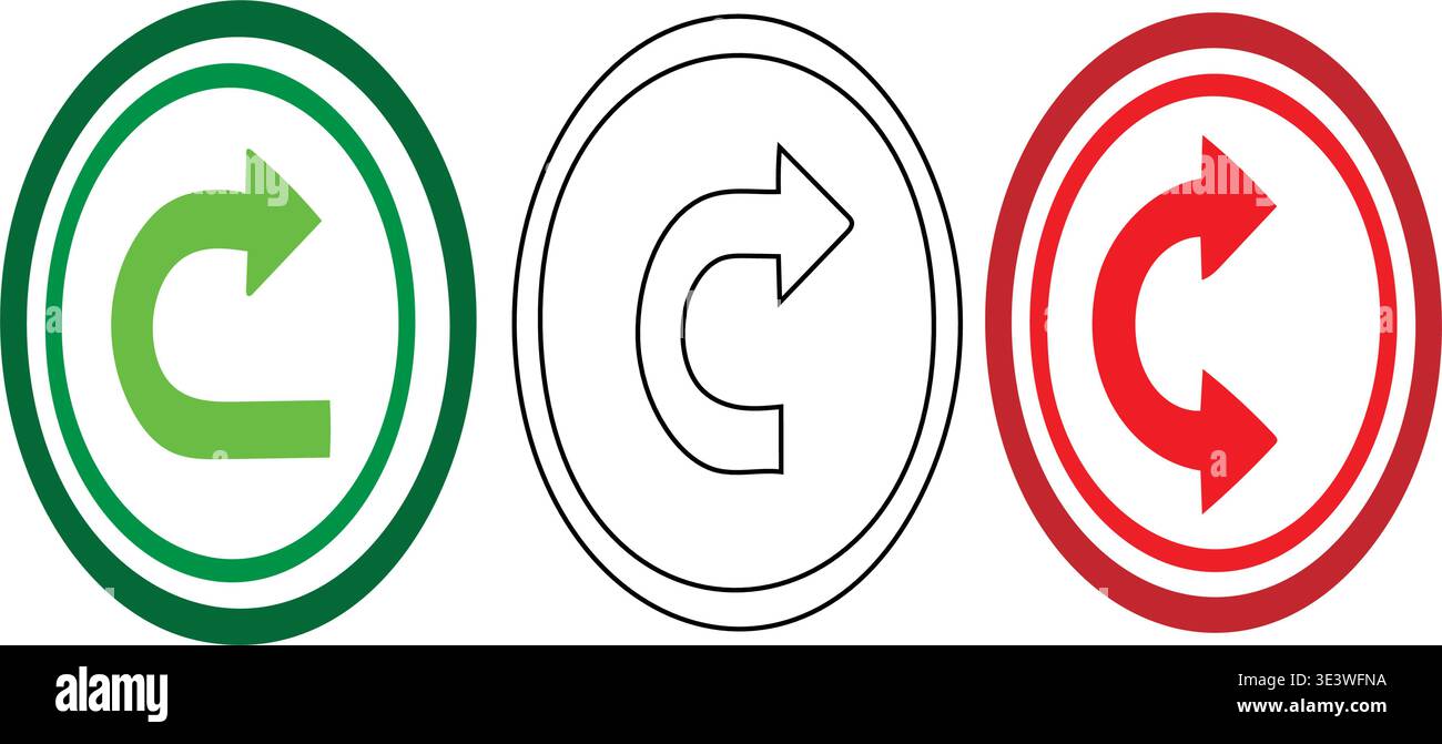 Three circular icons with arrows indicating different directions of rotation. Stock Vector