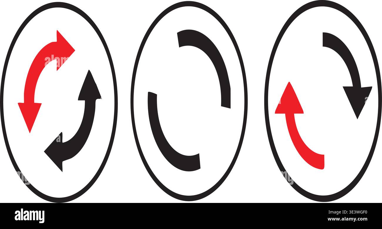 Three circular traffic signs with arrows Stock Vector